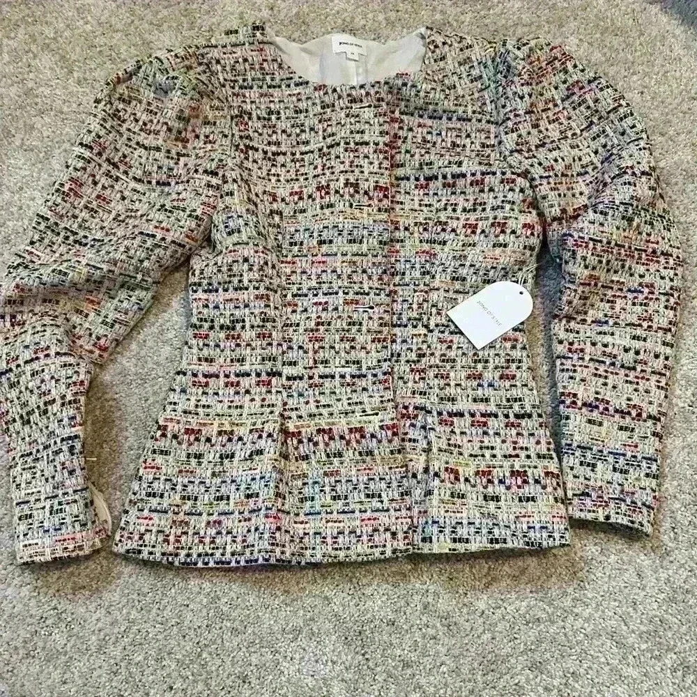 Song Of Style Elma Tweed Jacket Top In Rainbow Multi 
Gorgeous Tweed Jacket